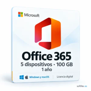 Office 365 - 5 dispositivos, 100 GB de almacenamiento en la nube, macOS y Windows — 1 año - producto digital