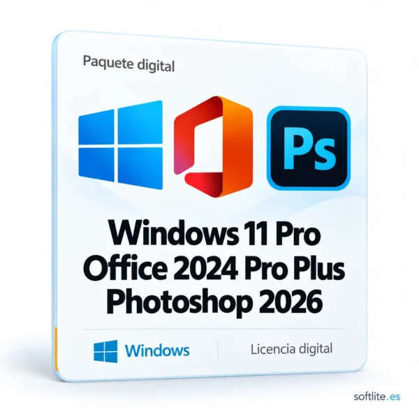 Windows 11 Pro + Office 2024 Pro Plus + Photoshop 2026 - producto digital