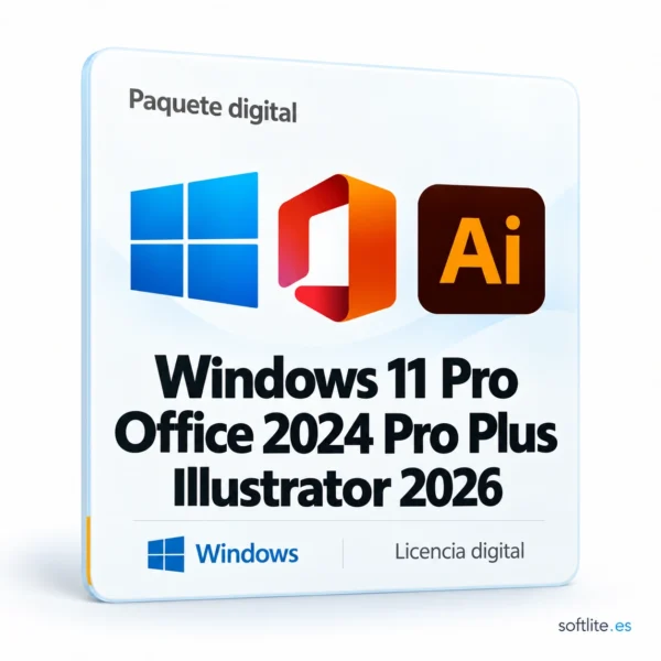Windows 11 Pro + Office 2024 Pro Plus + Illustrator 2026 - producto digital