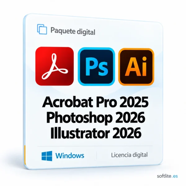 Acrobat 2025 + Photoshop 2026 + Illustrator 2026 - producto digital