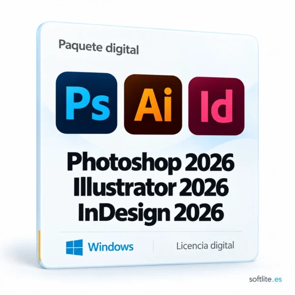 Photoshop 2026 + InDesign 2026 + Illustrator 2026 - producto digital